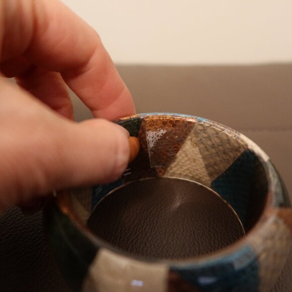 $450 ETRO cuff bangle bracelet multicolor teal, brown, grey, green, and cream - Picture 6 of 13